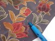 Photo6: 1G05z100  Japanese Kimono Crepe Silk  FABRIC Flowers Purple-Gray 66.9x14.2 (6)