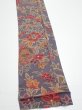 Photo2: 1G09z60  Japanese Kimono Crepe Silk  FABRIC Flowers Purple-Gray 86.2x6.5 (2)