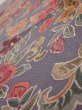 Photo5: 1G10z30  Japanese Kimono Crepe Silk  FABRIC Flowers Purple-Gray 34.3x6.5 (5)