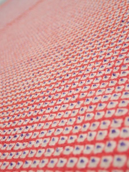Photo1: 1G01z50  Japanese Kimono Silk  FABRIC Shibori Orangered 49.6x14.6 (1)