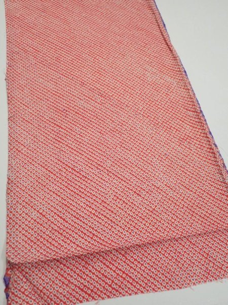 Photo3: 1G01z50  Japanese Kimono Silk  FABRIC Shibori Orangered 49.6x14.6 (3)
