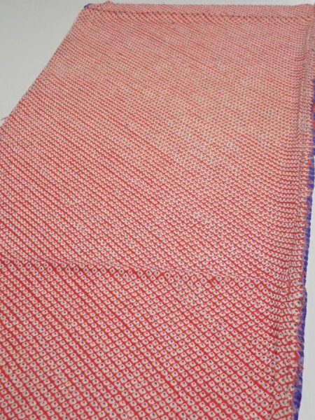 Photo4: 1G01z50  Japanese Kimono Silk  FABRIC Shibori Orangered 49.6x14.6 (4)
