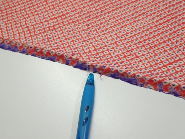 Photo7: 1G01z50  Japanese Kimono Silk  FABRIC Shibori Orangered 49.6x14.6 (7)