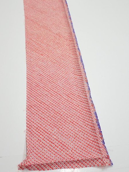 Photo2: 1G08z30  Japanese Kimono Silk  FABRIC Shibori Orangered 60.2x7.5 (2)