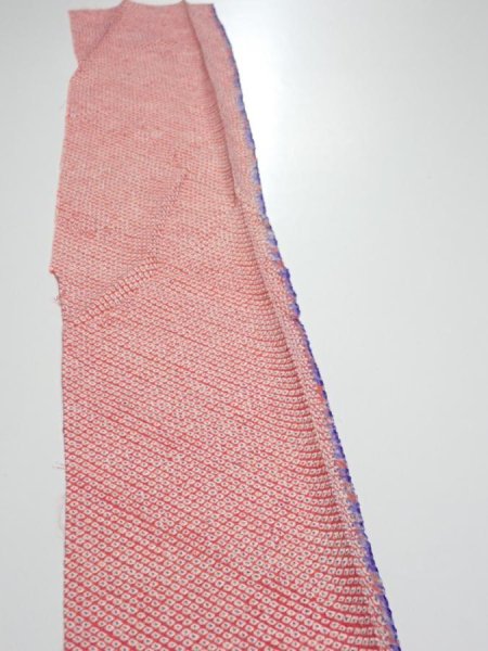 Photo3: 1G08z30  Japanese Kimono Silk  FABRIC Shibori Orangered 60.2x7.5 (3)