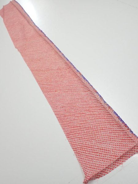 Photo5: 1G08z30  Japanese Kimono Silk  FABRIC Shibori Orangered 60.2x7.5 (5)