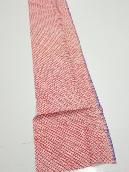 Photo2: 1G09z50  Japanese Kimono Silk  FABRIC Shibori Orangered 89.0x6.9 (2)