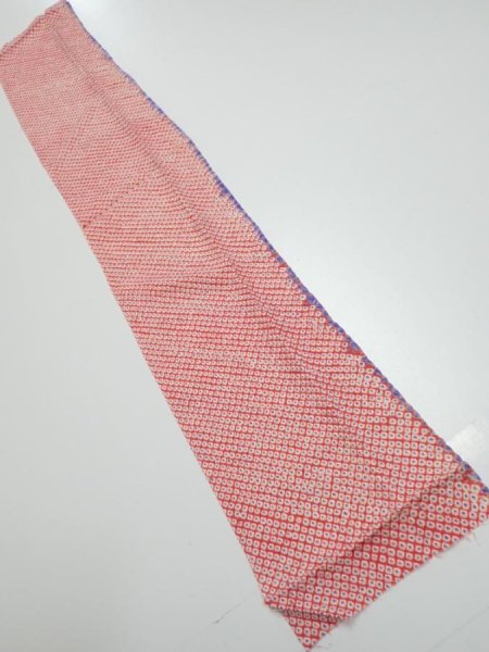 Photo1: 1G10z20  Japanese Kimono Silk  FABRIC Shibori Orangered 38.2x6.9 (1)