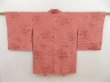 Photo1: 5810T02z630 Vintage Japanese Kimono Silk HAORI Flowers Coral pink (1)