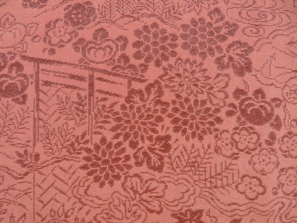 Photo4: 5810T02z630 Vintage Japanese Kimono Silk HAORI Flowers Coral pink (4)