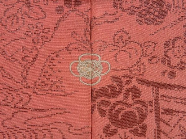 Photo5: 5810T02z630 Vintage Japanese Kimono Silk HAORI Flowers Coral pink (5)