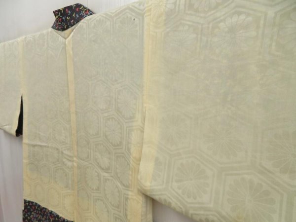 Photo7: 5810T04z370 Vintage Japanese Kimono Silk HAORI  Black (7)