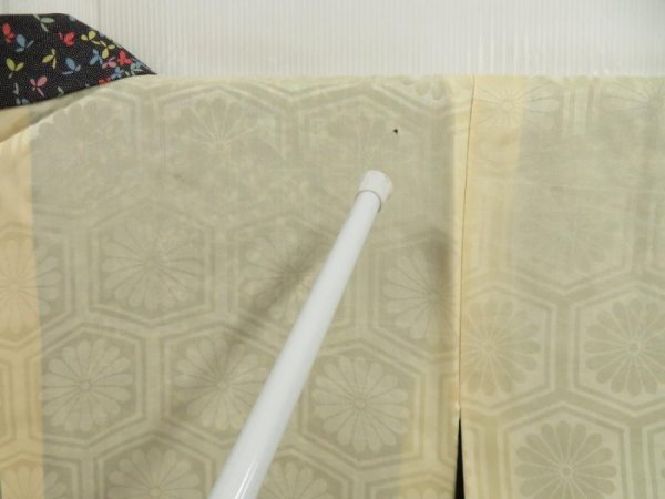 Photo8: 5810T04z370 Vintage Japanese Kimono Silk HAORI  Black (8)