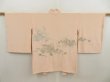 Photo1: 5810T05z510 Vintage Japanese Kimono Silk HAORI Flowers Peach (1)