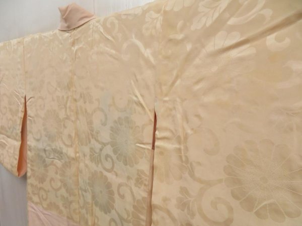 Photo8: 5810T05z510 Vintage Japanese Kimono Silk HAORI Flowers Peach (8)