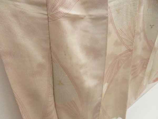 Photo3: 5810T09z740 Vintage Japanese Kimono Silk KOMON Flower Light gray (3)