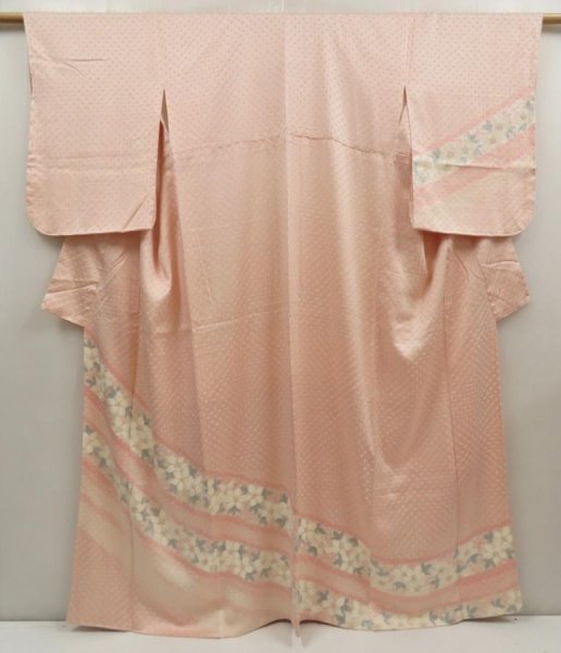 Photo1: 5810T10z1050  Japanese Kimono Silk TSUKESAGE Flower Pink (1)