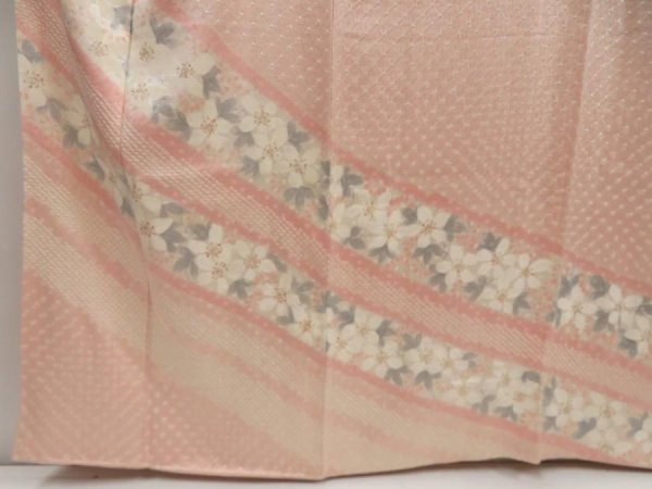Photo6: 5810T10z1050  Japanese Kimono Silk TSUKESAGE Flower Pink (6)