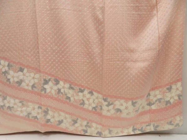 Photo7: 5810T10z1050  Japanese Kimono Silk TSUKESAGE Flower Pink (7)