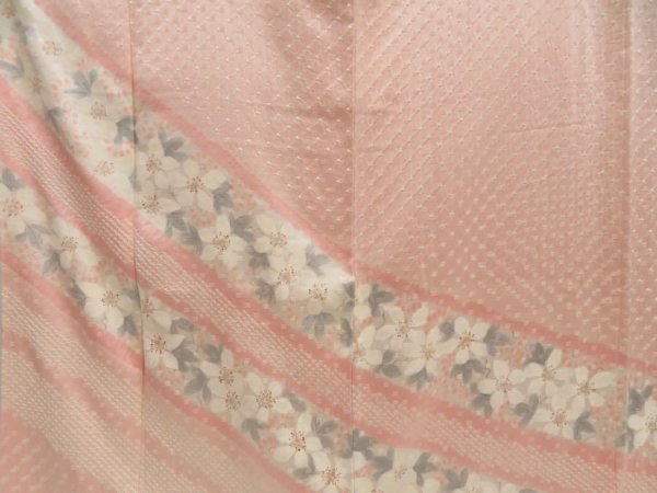 Photo8: 5810T10z1050  Japanese Kimono Silk TSUKESAGE Flower Pink (8)