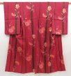 Photo1: 5810T11z740 Vintage Japanese Kimono Silk TSUMUGI Plum blossom Red-Pink (1)