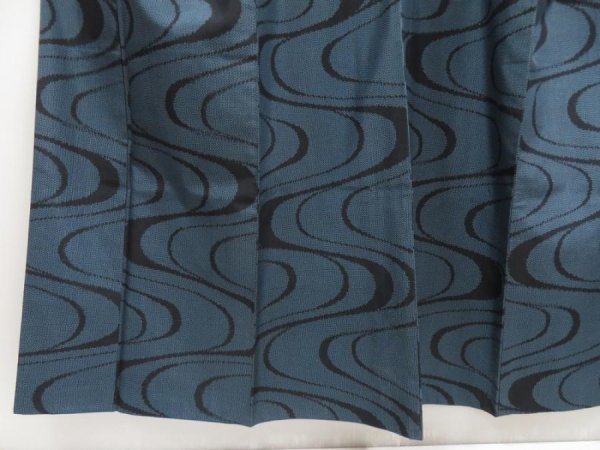 Photo4: 5810T14z650 Vintage Japanese Kimono Silk TSUMUGI Stream Steel blue (4)