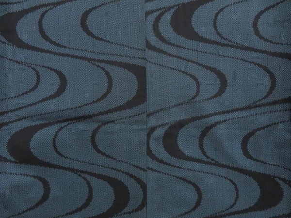 Photo5: 5810T14z650 Vintage Japanese Kimono Silk TSUMUGI Stream Steel blue (5)