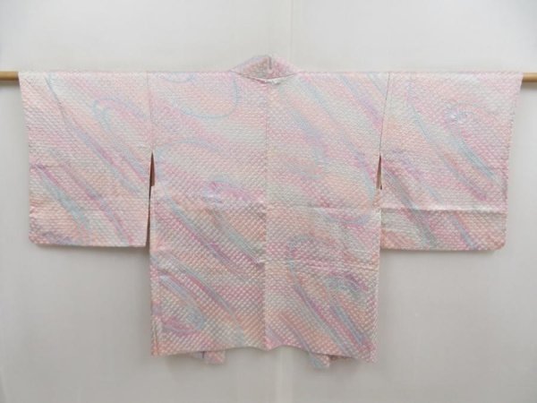 Photo1: 5814T02z570 Vintage Japanese Kimono Silk SHIBORI HAORI Stream Light purple (1)