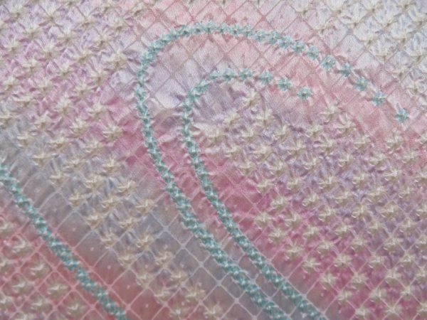 Photo4: 5814T02z570 Vintage Japanese Kimono Silk SHIBORI HAORI Stream Light purple (4)
