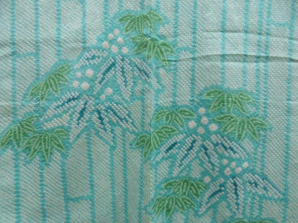 Photo3: 5814T04z540 Vintage Japanese Kimono Silk SHIBORI HAORI Bamboo Mint green (3)
