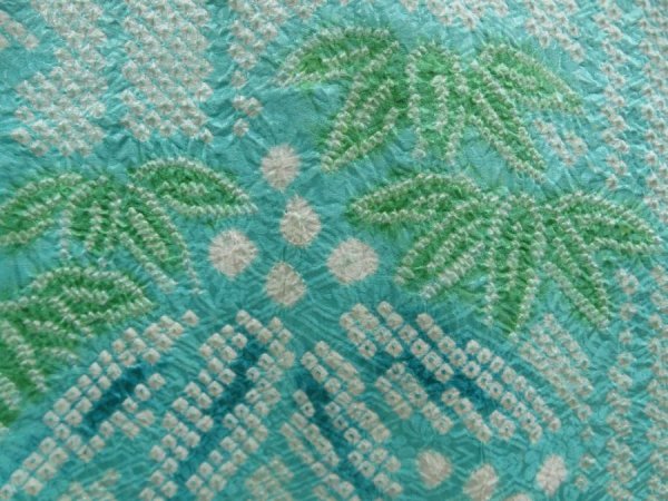 Photo4: 5814T04z540 Vintage Japanese Kimono Silk SHIBORI HAORI Bamboo Mint green (4)