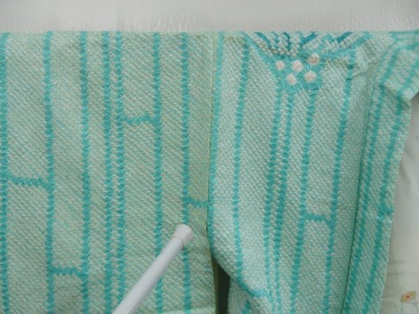 Photo6: 5814T04z540 Vintage Japanese Kimono Silk SHIBORI HAORI Bamboo Mint green (6)