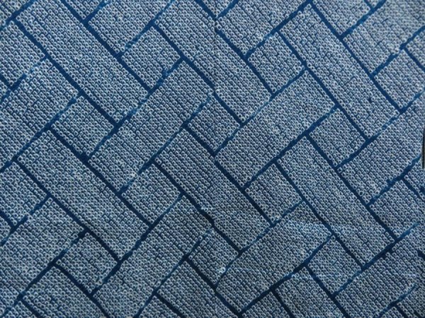 Photo3: 5814T06z410 Vintage Japanese Kimono Silk SHIBORI HAORI  Dark cyan blue (3)