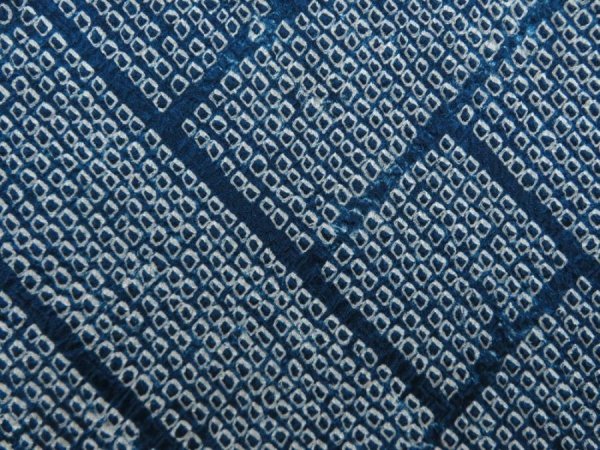 Photo4: 5814T06z410 Vintage Japanese Kimono Silk SHIBORI HAORI  Dark cyan blue (4)
