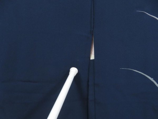 Photo5: 5814T07z650 Vintage Japanese Kimono Silk HAORI Flower Navy (5)