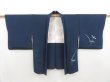 Photo6: 5814T07z650 Vintage Japanese Kimono Silk HAORI Flower Navy (6)