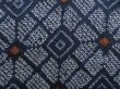 Photo4: 5814T08z450 Vintage Japanese Kimono Silk SHIBORI HAORI  Navy (4)
