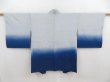 Photo1: 5814T09z460 Vintage Japanese Kimono Silk HAORI  Dull light blue (1)