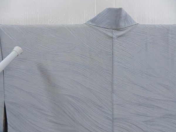 Photo6: 5814T09z460 Vintage Japanese Kimono Silk HAORI  Dull light blue (6)