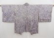 Photo1: 5814T10z540 Vintage Japanese Kimono Silk SHIBORI HAORI Stream Ash purple (1)