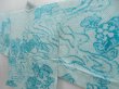 Photo2: 5814T12z420 Vintage Japanese Kimono Silk SHIBORI HAORI Water blue (2)