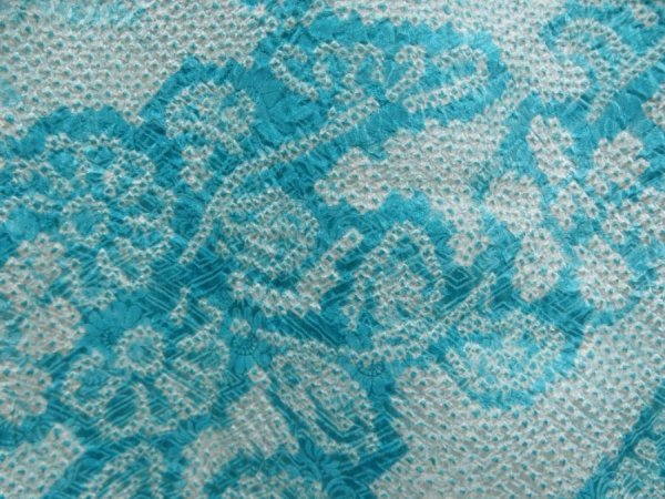 Photo4: 5814T12z420 Vintage Japanese Kimono Silk SHIBORI HAORI Water blue (4)