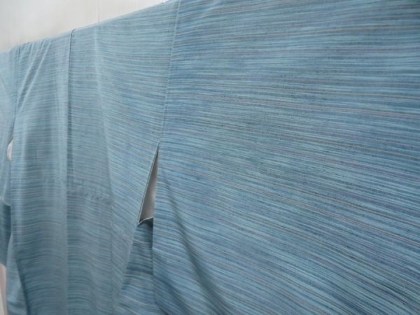 Photo2: 5814T14z850 Vintage Japanese Kimono Silk TSUMUGI  Dull sea blue (2)