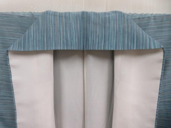 Photo7: 5814T14z850 Vintage Japanese Kimono Silk TSUMUGI  Dull sea blue (7)