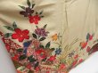 Photo3: 5816T010z1230  Japanese Kimono Silk Bingata FURISODE Flowers Light olive (3)