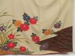 Photo7: 5816T010z1230  Japanese Kimono Silk Bingata FURISODE Flowers Light olive (7)