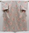 Photo1: 5816T12z760 Vintage Japanese Kimono Wool TSUMUGI Peony Gray (1)