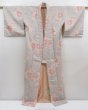 Photo8: 5816T12z760 Vintage Japanese Kimono Wool TSUMUGI Peony Gray (8)