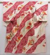 Photo1: 5816T13z950 Vintage Japanese Kimono Silk TSUKESAGE Plum blossom Dull red (1)