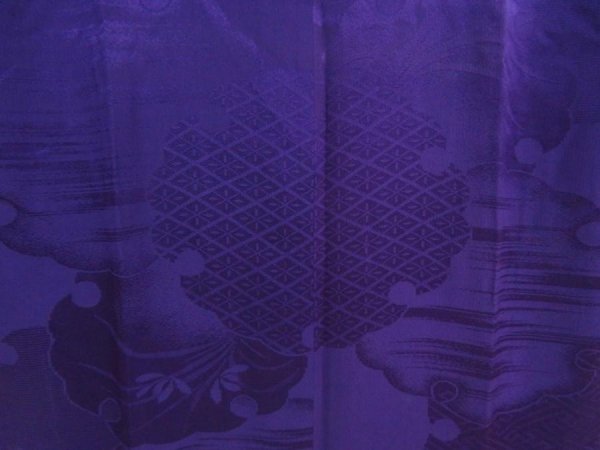 Photo3: 5816T01z430 Vintage Japanese Kimono Silk HAORI COAT Yukiwa Purple (3)